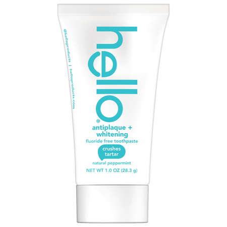 hello antiplaque + whitening fluoride free travel toothpaste