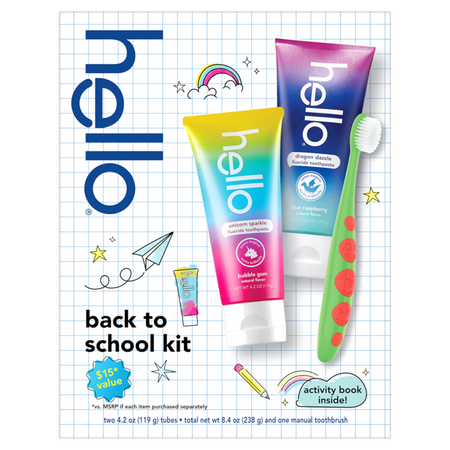 hello Kids Toothbrush and Toothpaste Back To School Kit