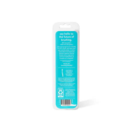 hello sustainable toothbrush with reusable blue aluminum handle