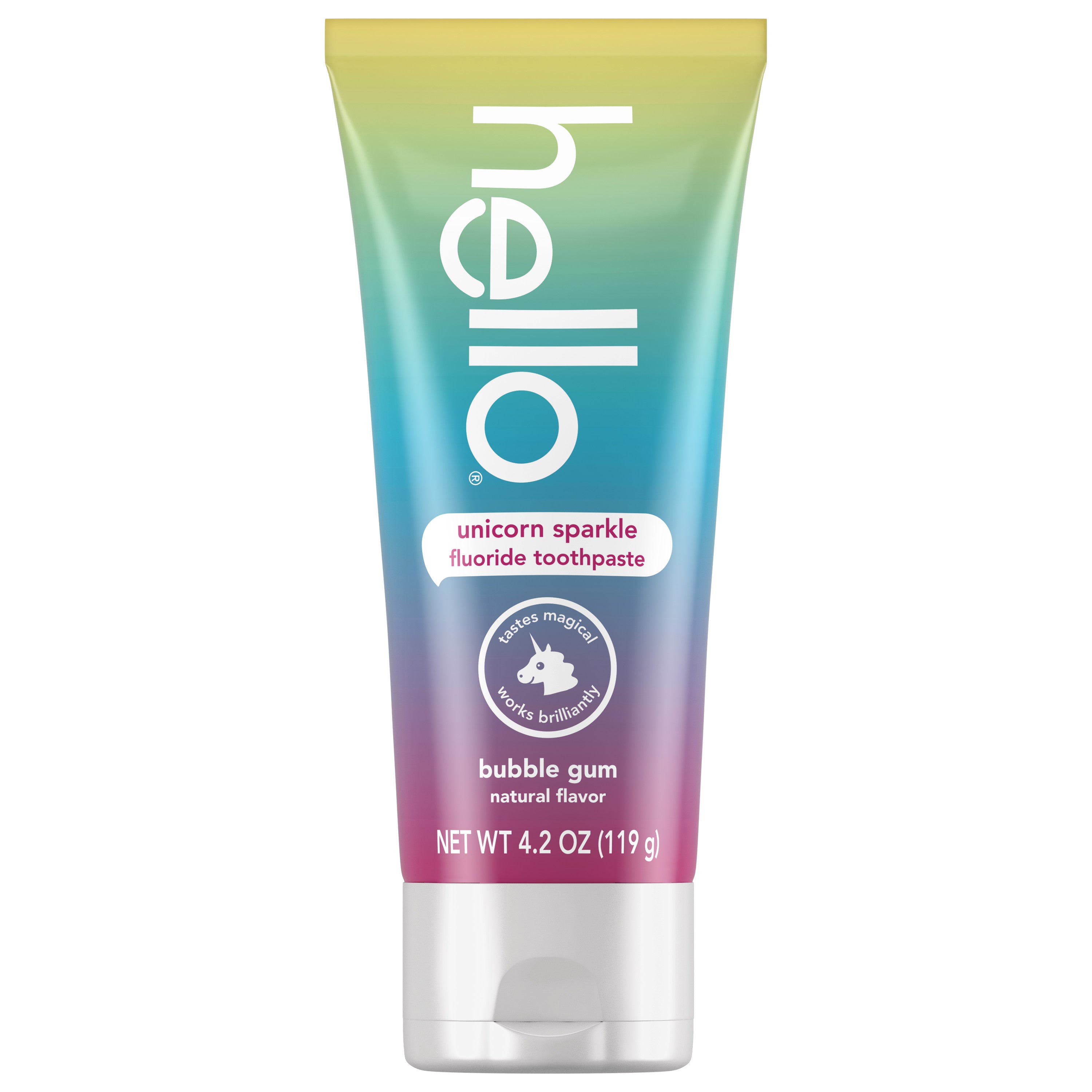 hello kids unicorn sparkle fluoride toothpaste.