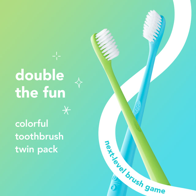 hello colorful soft toothbrush twin pack