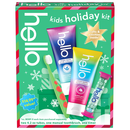 hello kids toothbrush and kids toothpaste holiday gift set