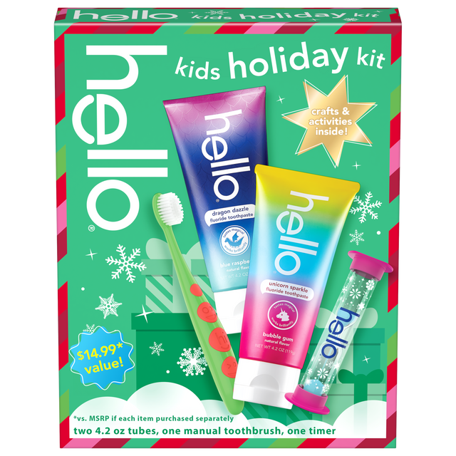 hello kids toothbrush and kids toothpaste holiday gift set