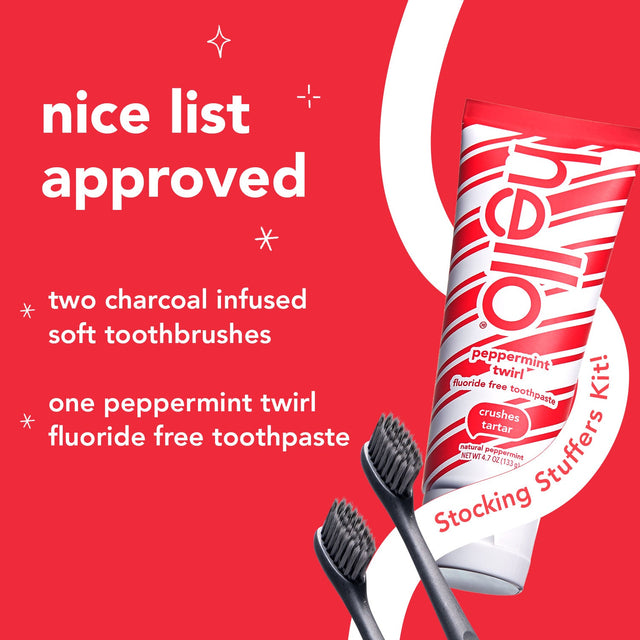 hello fluoride free toothpaste and charcoal toothbrush holiday gift set