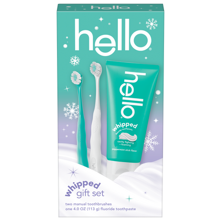 hello whipped toothpaste and toothbrush holiday gift set