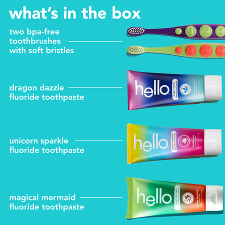 hello kids toothpaste and toothbrush variety bundle