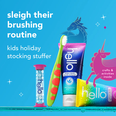 hello kids toothbrush and kids toothpaste holiday gift set