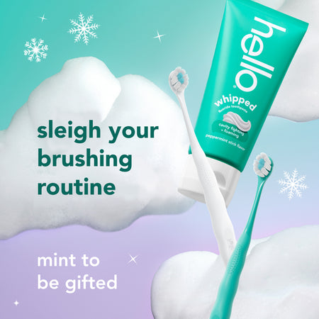 hello whipped toothpaste and toothbrush holiday gift set