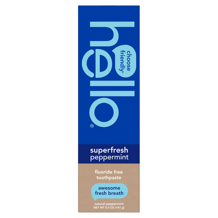 Hello Superfresh Peppermint Fluoride Free Toothpaste.