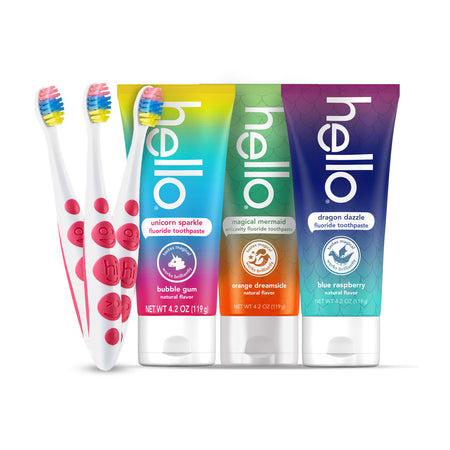 hello kids toothpaste and toothbrush variety bundle
