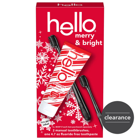 hello fluoride free toothpaste and charcoal toothbrush holiday gift set