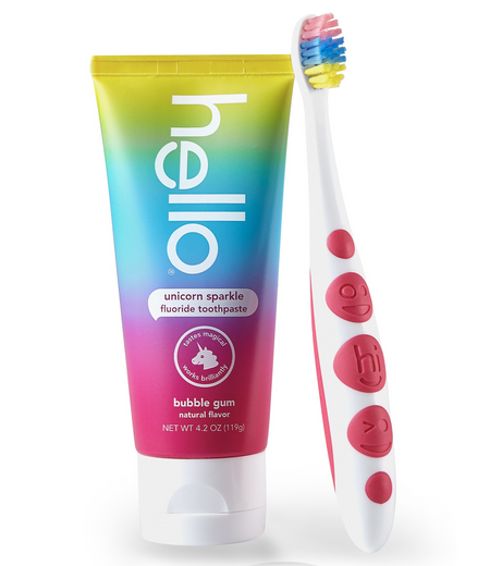 kids unicorn toothpaste + toothbrush